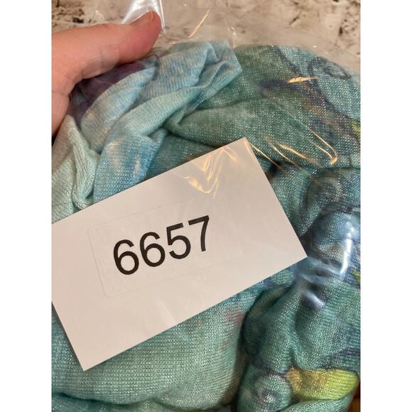 Studio Gem Q. Tunic Top Womens Large Turquoise Peacock Print Flowy Artsy Sequin - Picture 10 of 13